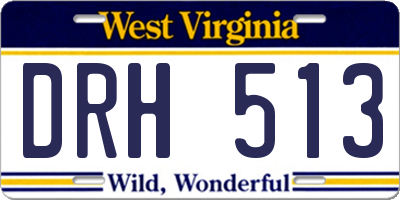 WV license plate DRH513