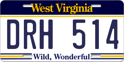 WV license plate DRH514