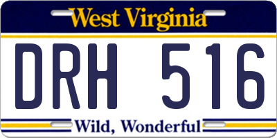 WV license plate DRH516