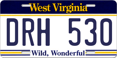 WV license plate DRH530