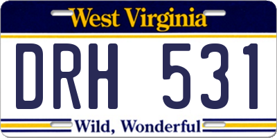WV license plate DRH531