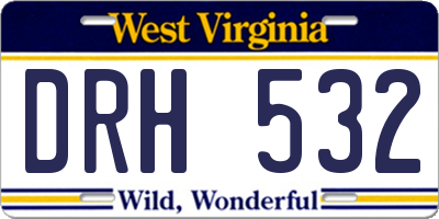 WV license plate DRH532