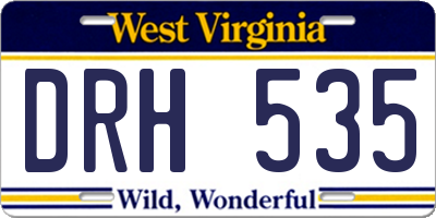 WV license plate DRH535