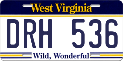 WV license plate DRH536