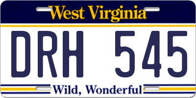 WV license plate DRH545