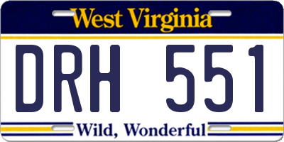 WV license plate DRH551
