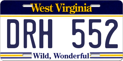 WV license plate DRH552