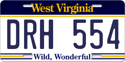 WV license plate DRH554