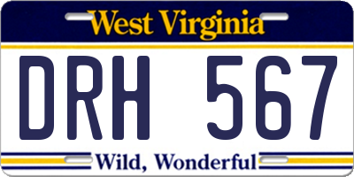WV license plate DRH567