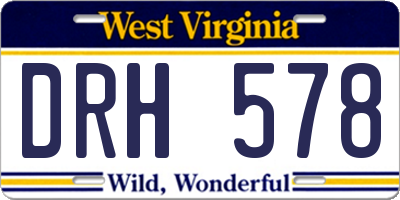 WV license plate DRH578