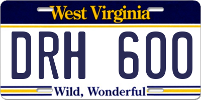 WV license plate DRH600