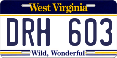 WV license plate DRH603