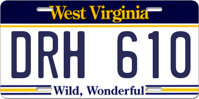 WV license plate DRH610