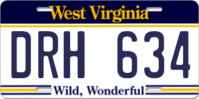 WV license plate DRH634