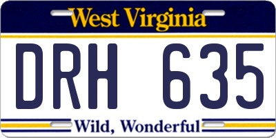 WV license plate DRH635