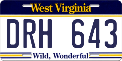 WV license plate DRH643