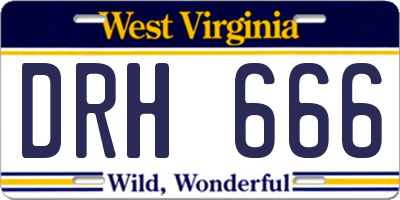 WV license plate DRH666