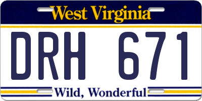 WV license plate DRH671