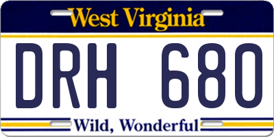 WV license plate DRH680