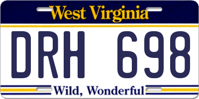 WV license plate DRH698