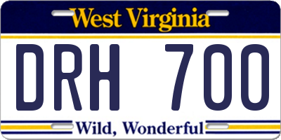 WV license plate DRH700