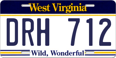 WV license plate DRH712