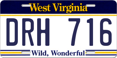 WV license plate DRH716