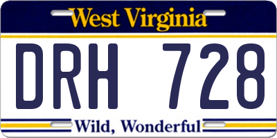 WV license plate DRH728