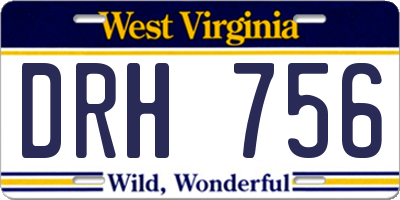 WV license plate DRH756