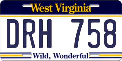 WV license plate DRH758