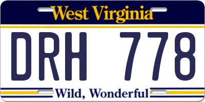 WV license plate DRH778