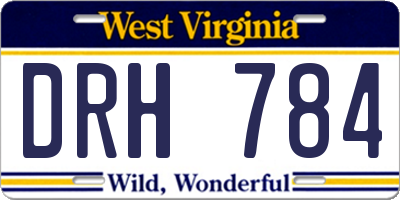 WV license plate DRH784