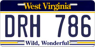 WV license plate DRH786