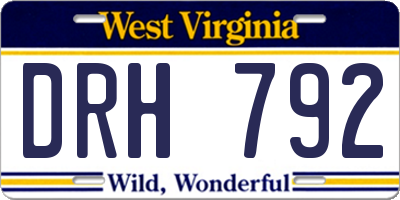 WV license plate DRH792