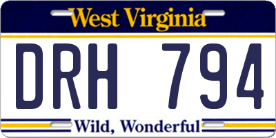 WV license plate DRH794