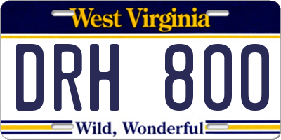 WV license plate DRH800
