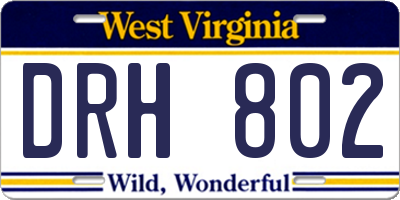 WV license plate DRH802