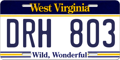 WV license plate DRH803