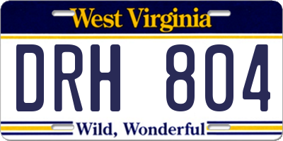 WV license plate DRH804