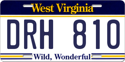 WV license plate DRH810