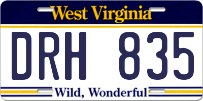 WV license plate DRH835