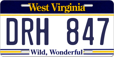WV license plate DRH847