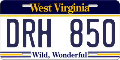 WV license plate DRH850