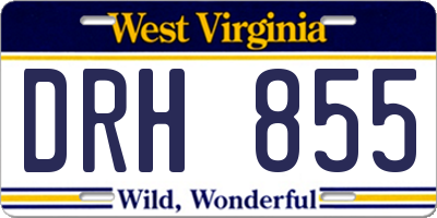 WV license plate DRH855