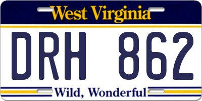 WV license plate DRH862