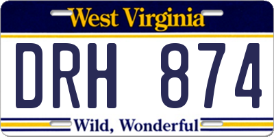 WV license plate DRH874