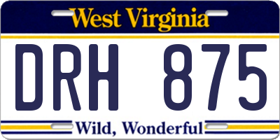 WV license plate DRH875