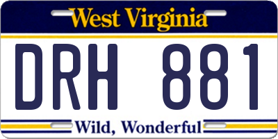 WV license plate DRH881