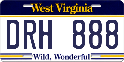 WV license plate DRH888