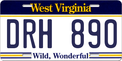 WV license plate DRH890
